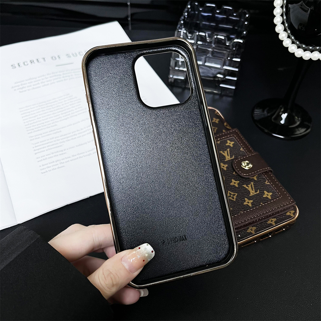 LV High Quality Luxury Electroplated Button Card Holder Apple iPhone Case