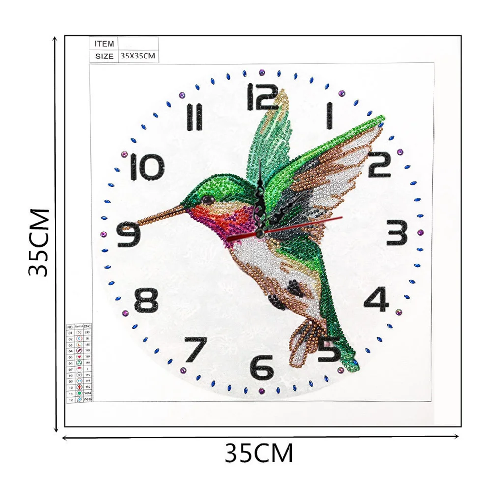 DIY Crystal Rhinestone Diamond Painting Bird Clock