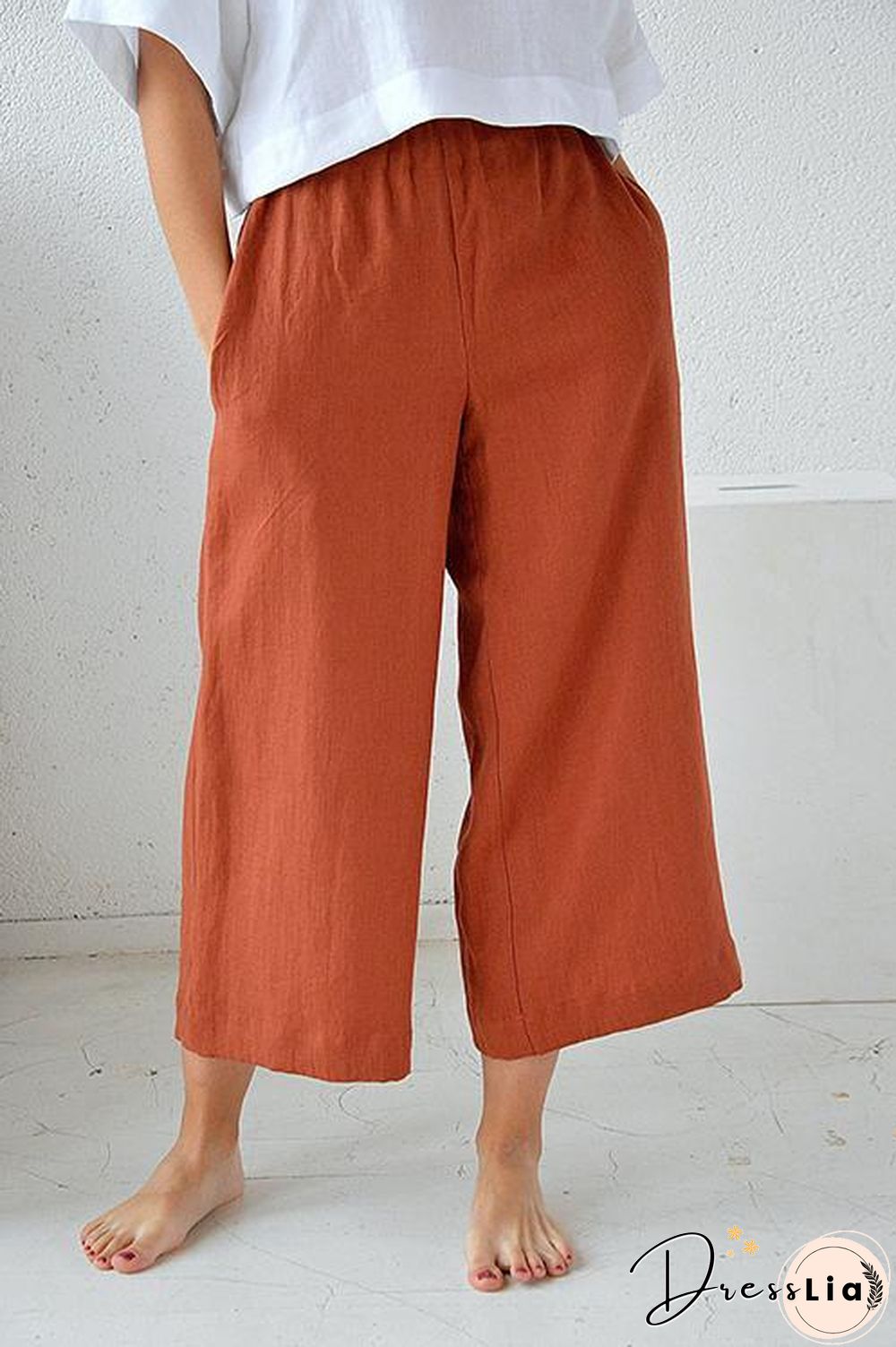 Pockets Linen Loose Pants