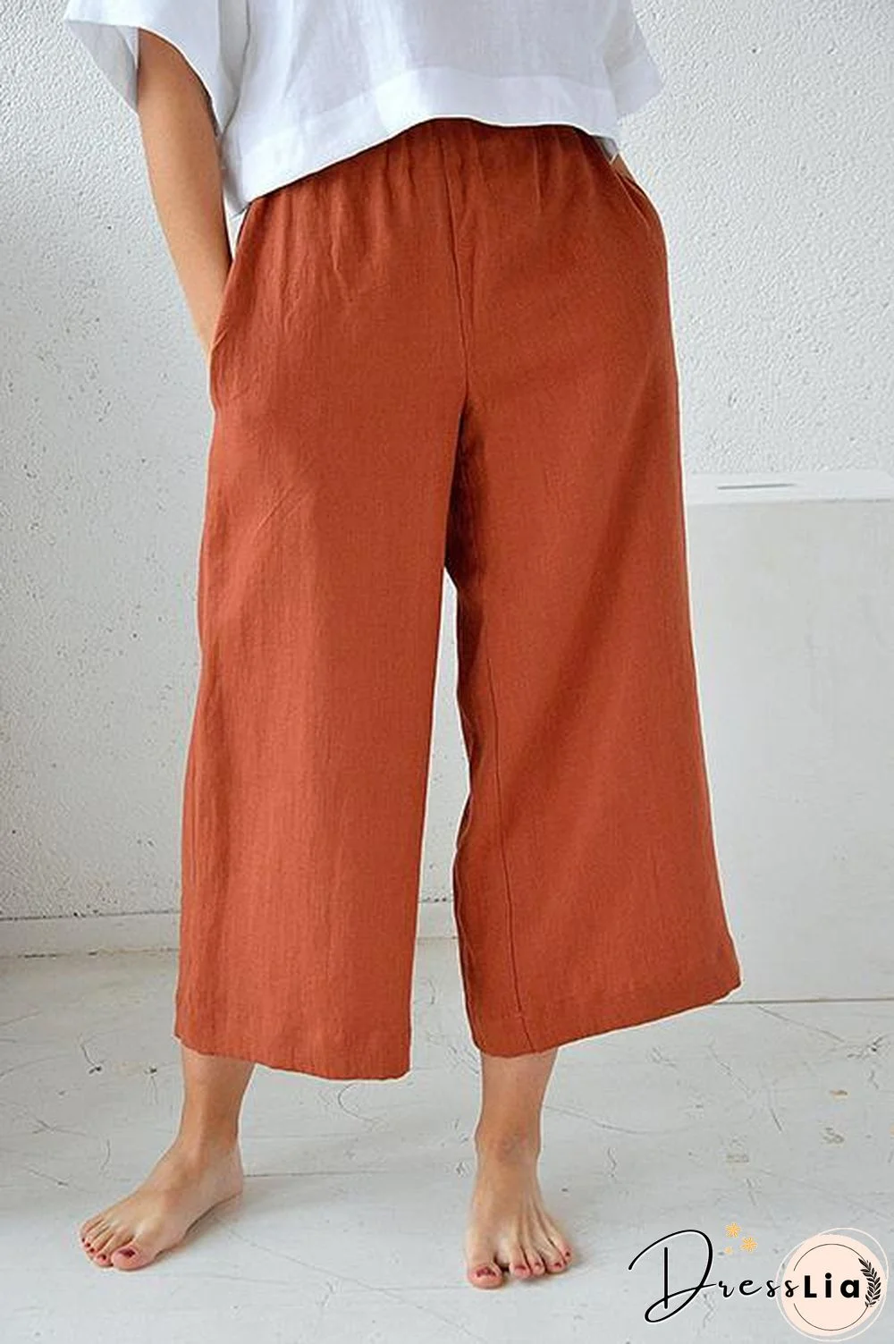 Pockets Linen Loose Pants