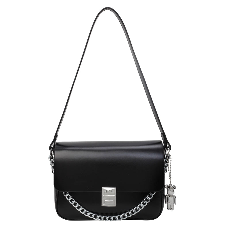 Women’s Pu Leather Solid Color Basic Classic Style Flip Cover Shoulder Bag Crossbody Bag