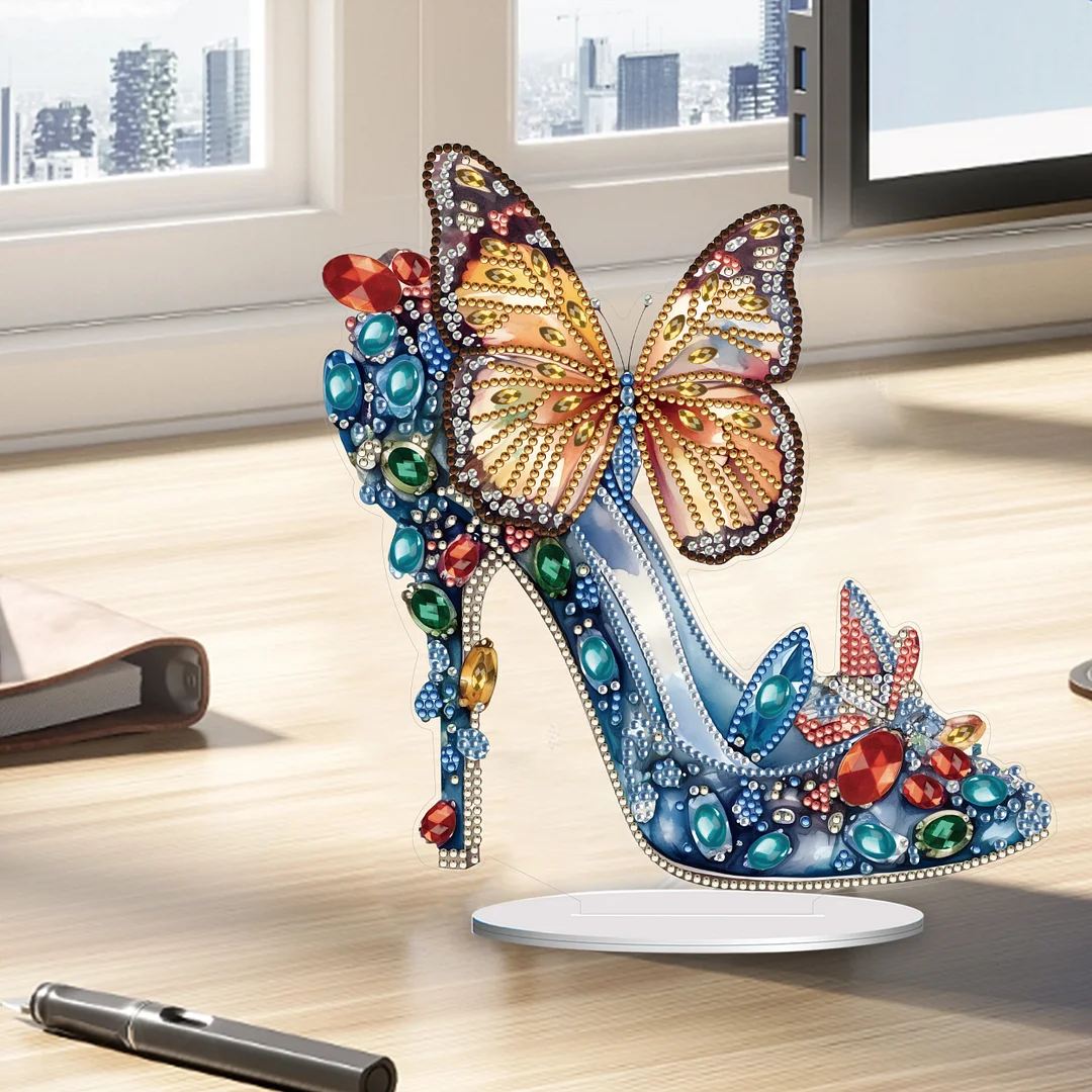 DIY High Heels Single Sided Diamond Painting Acrylic Tabletop Ornaments for Office Decor