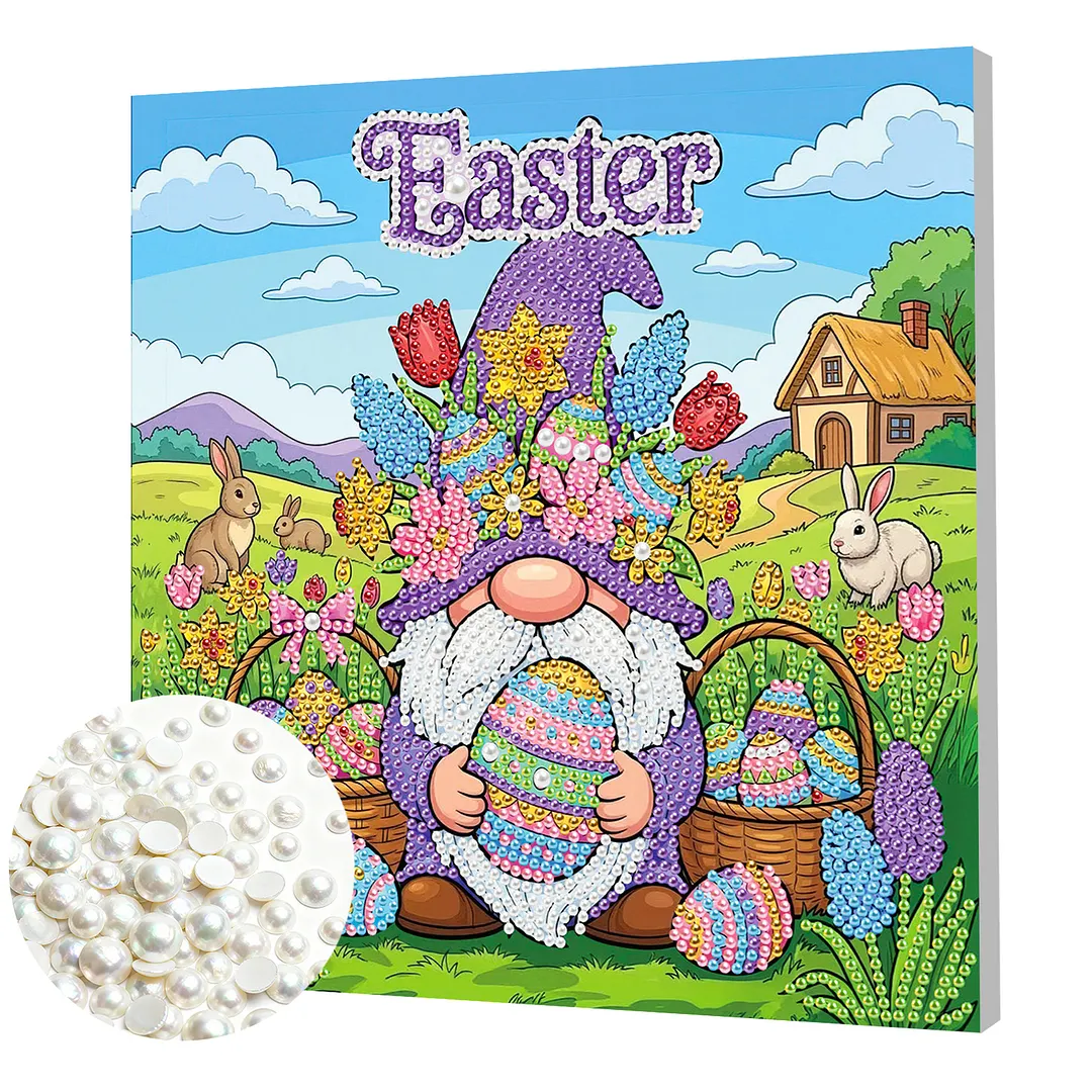 Easter Goblin DIY Pearl Painting Art Kits with Frame 25x25cm Pearl Gem Paintings Picture Arts Craft for Adults Beginners Home Wall Decor