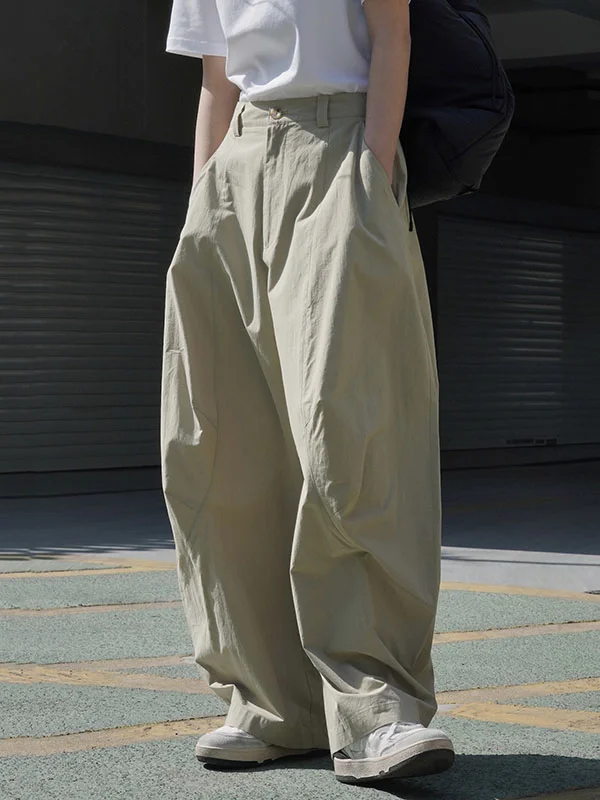 Loose Wide Leg Solid Color Split-Joint Casual Pants Bottoms Trousers