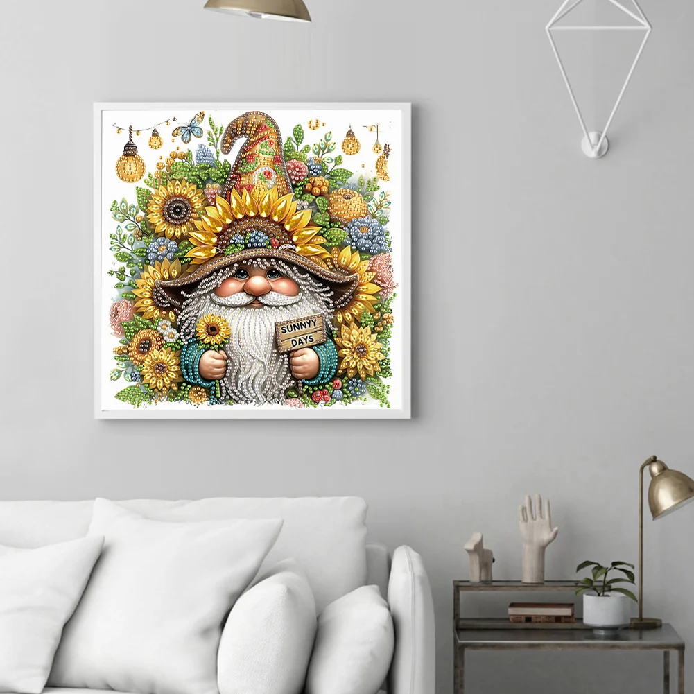 Diamond Painting - Partial Special Shaped Drill - Sunflower Gnome(Canvas|30*30cm)
