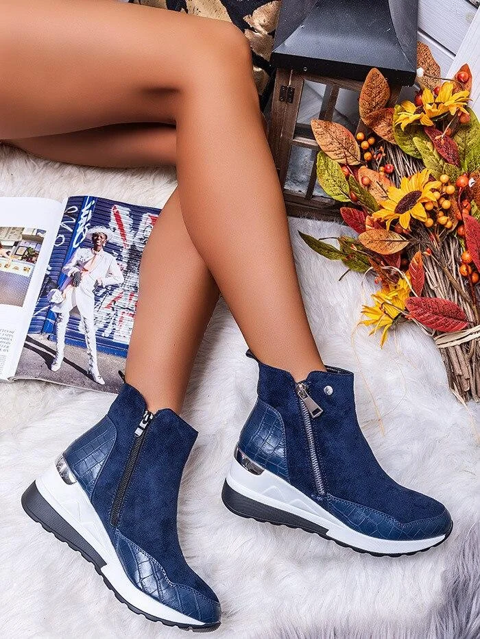 Plus Size Warm Plush Winter Boots Chunky Sneakers Ankle Boots Women Shoes Woman Zipper Buckle Thick Sole Platform Zapatos Mujer 1108