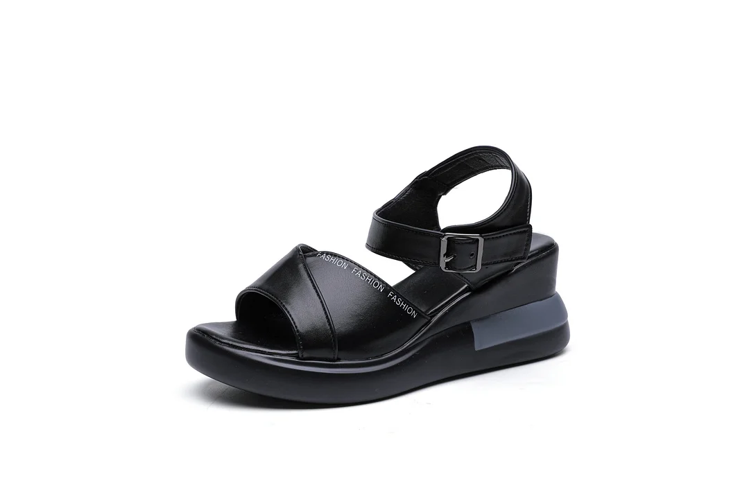 Yyvonne Bottom Slope Heel Sandals Women 2025 New Summer Korean Version Of The Pine Cake And A Word Buckle With A Toe High Heel Roman Shoes