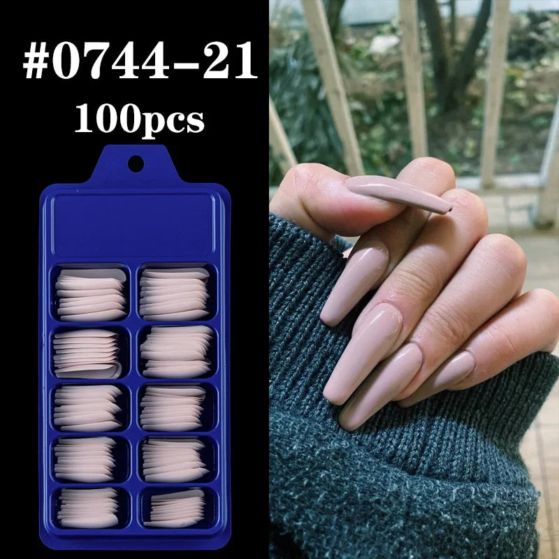 Lamemoria 100/500pcs/opp/box Fake Nails Coffin Nail Tips Press on Nails Natural Clear Long Ballerina DIY False Nail Full Cover-Nail Inspo