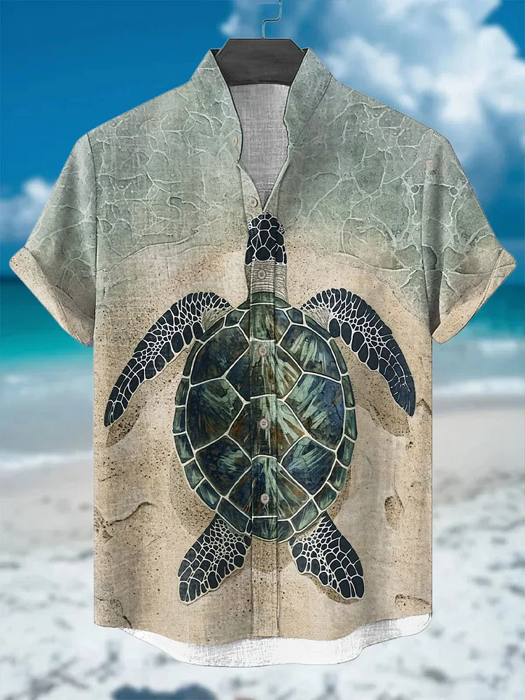 Herren Vintage Turtle Print Shirt