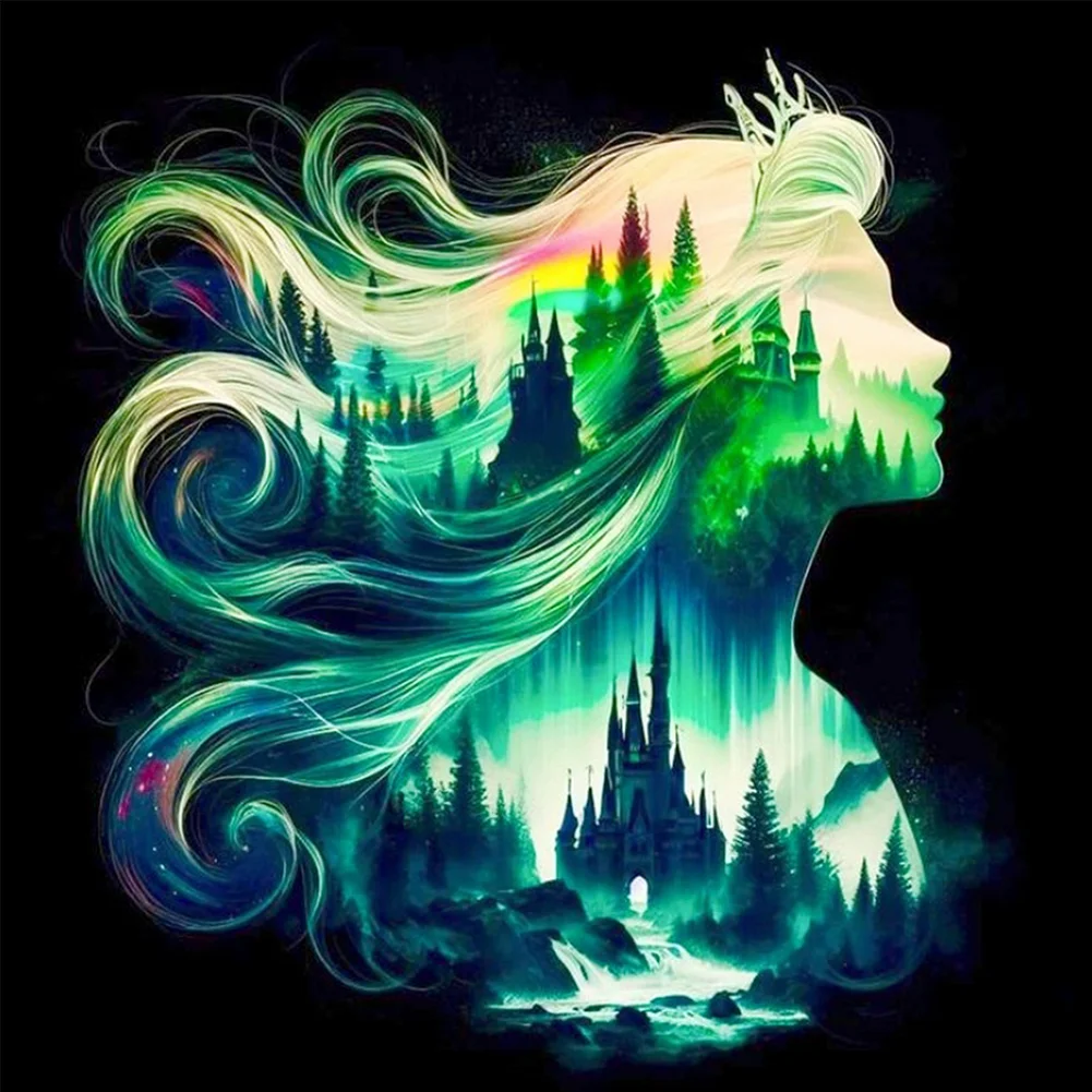 Diamond Painting - Full Square Drill - Princess Forest Silhouette(Canvas|35*35cm)