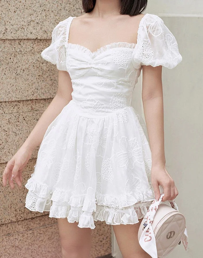 Harajuku Korean Style Coquette White Sweetheart Dress BE1289