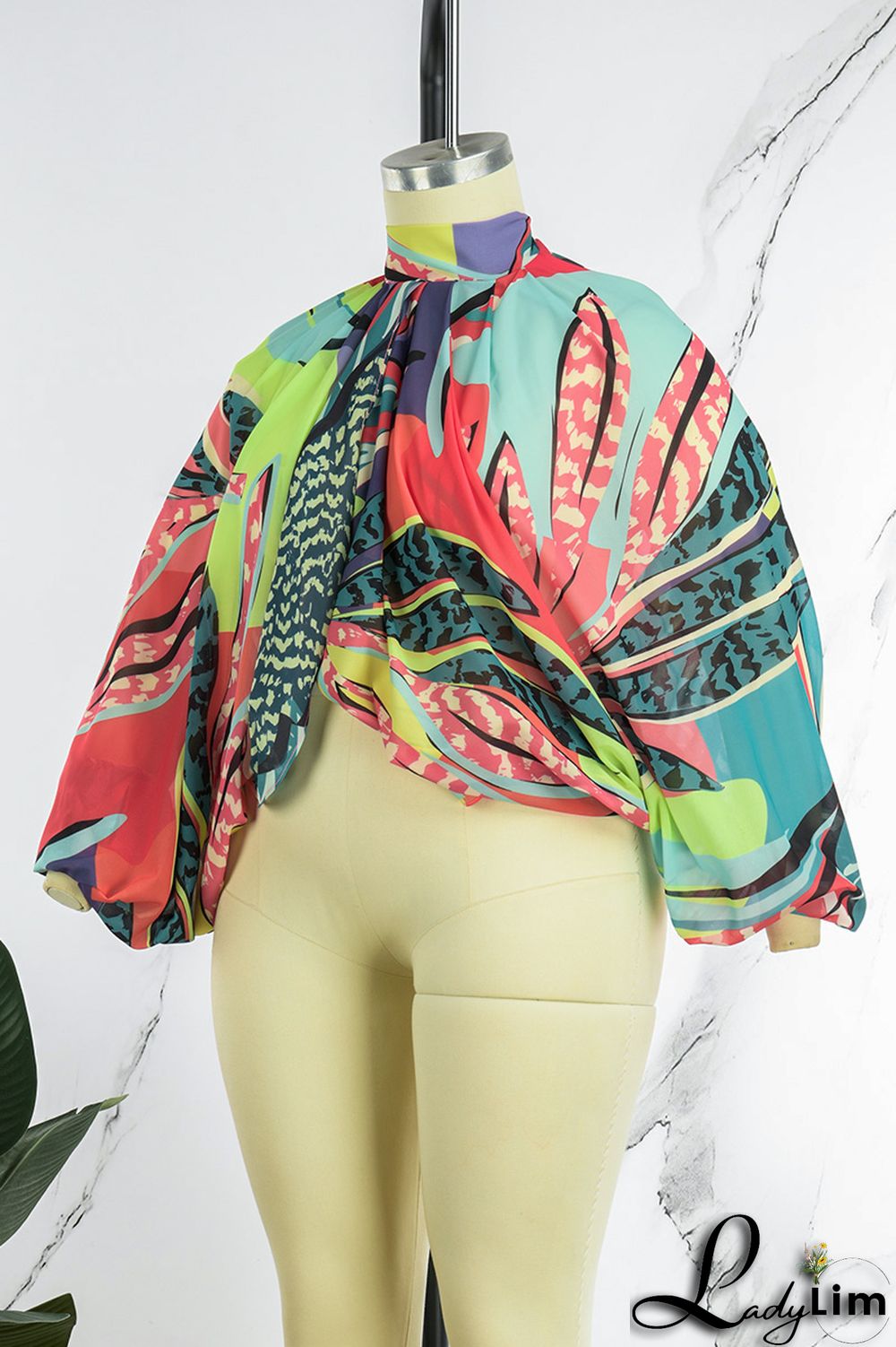 Pink Casual Print Patchwork Turtleneck Plus Size Tops
