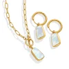 Minimalism White Shell Earrings Golden Necklace