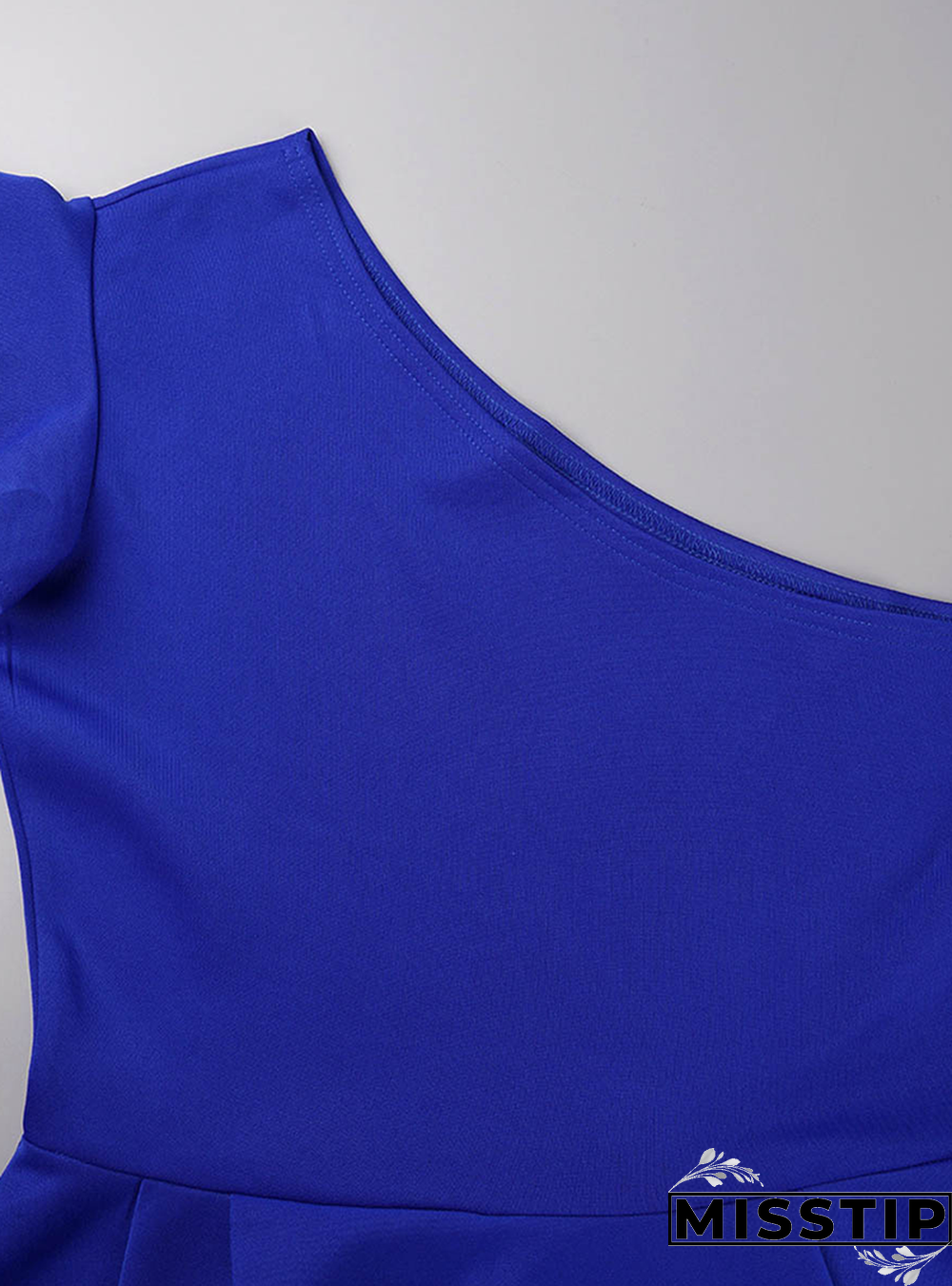 Blue Street Solid Flounce One Shoulder T-Shirts