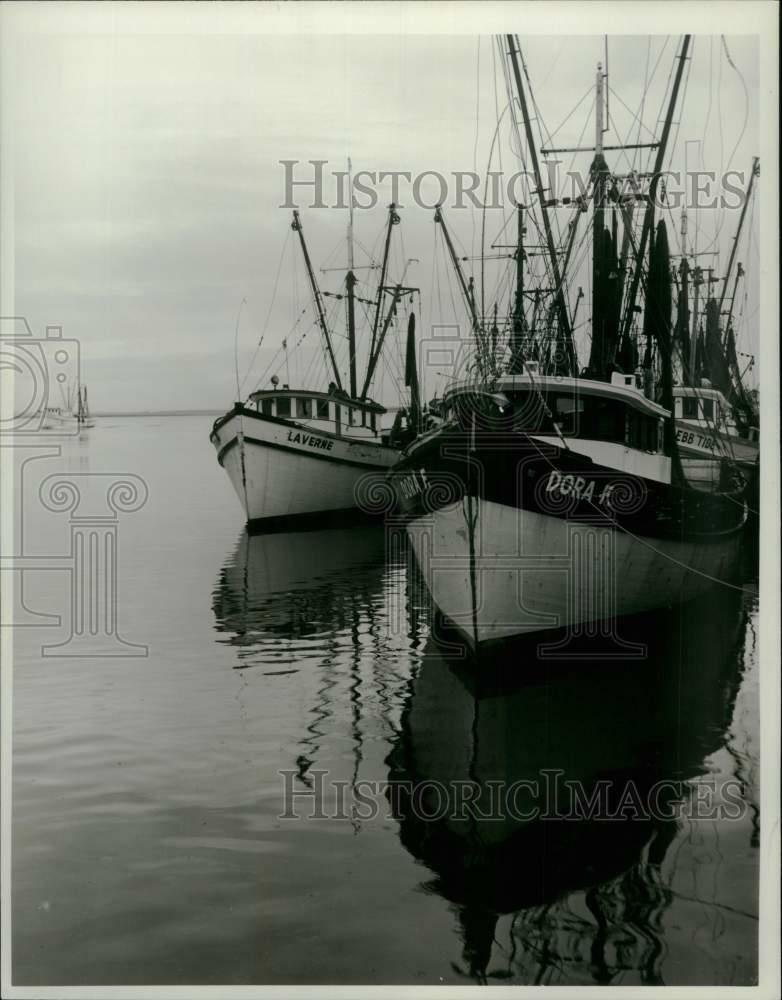 Press Photo Poster painting Commercial Fishing - Shrimp Fleet at Fernandina Beach - lry13269