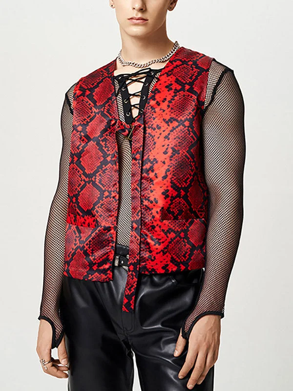 Aonga - Mens Snake Print Sleeveless Vest Waistcoat J aonga