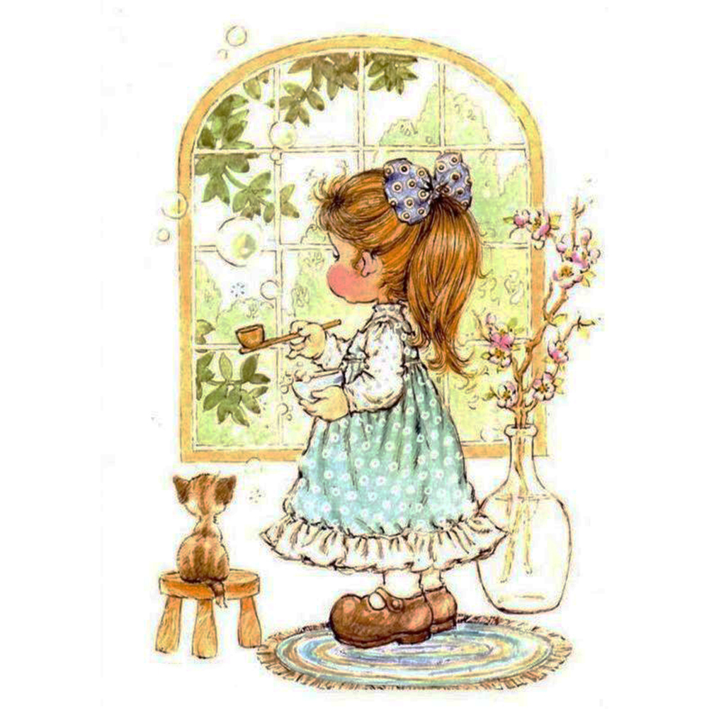 

Cute Little Girl - 11CT Stamped Cross Stitch - 40*50CM, 501 Original