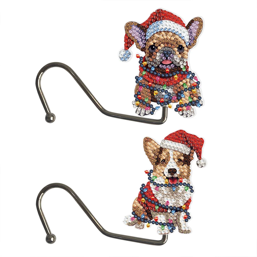 2Pcs Xmas Puppy Diamond Painting Countertop Hooks for Home Office Decor