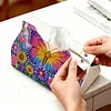 (24cm)Diamond Art Tissue Box Cover DIY PU Desktop Organizer Large(Butterfly)