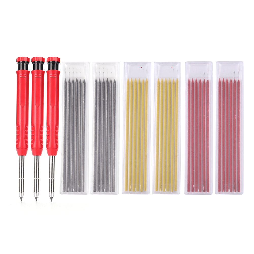 

3pcs Carpenter Pencil Set 36 Refill Built-in Sharpener Long Nosed Scriber, 501 Original
