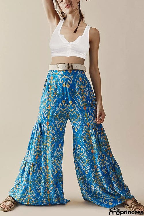 Print Belted Palazzo Pant