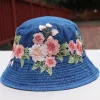 Women's Retro Ethnic Style Embroidered Denim Fisherman Bucket Hat