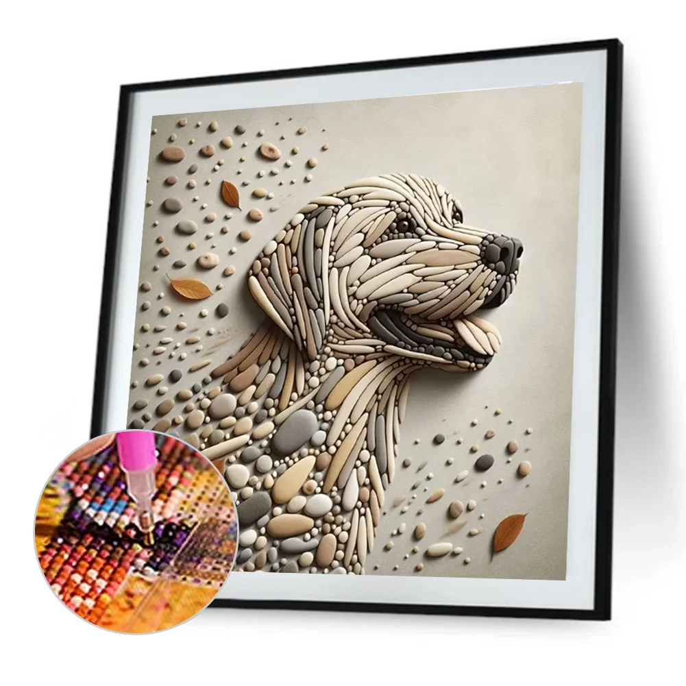 Diamond Painting - Full Round Drill - Stone Art Dog(Canvas|30*30cm)