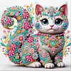 Niedliche Blumen-Mandala-Katze speziell geformte 5D-DIY-Teilbohrer-Diamanten-Punkte, Edelstein-Kunst-Kits mit Rahmen, Diamanten-Gem&auml;lde, Edelstein-Kun