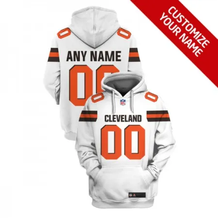 Men's Cleveland Browns Active Player Custom 2021 White Pullover Hoodie M2QZ