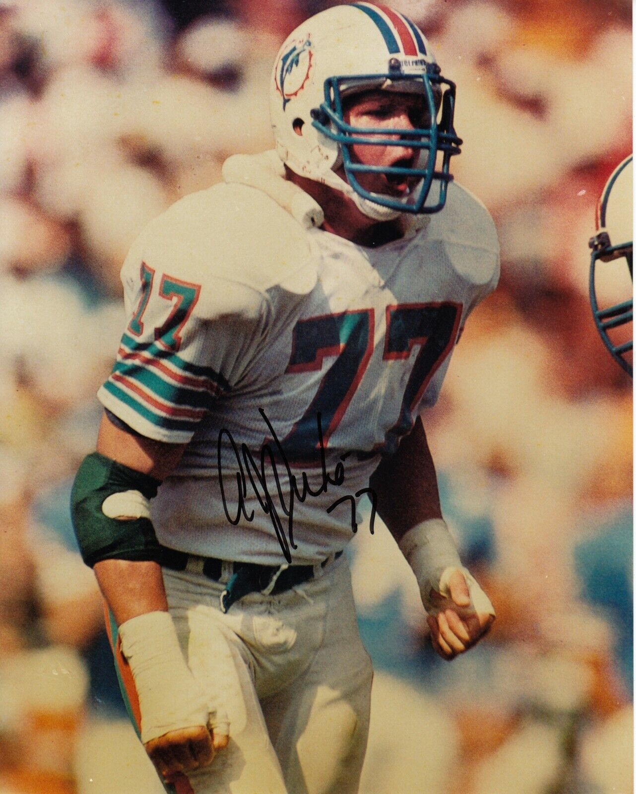 A J Duhe #2 8x10 Signed Photo Poster painting w/ COA Miami Dolphins