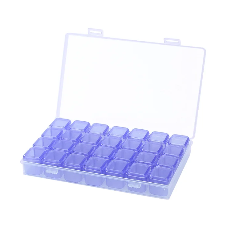 Plastic Nail Art Case Empty 28 Slots for Jewelry Diamond Painting (Purple)