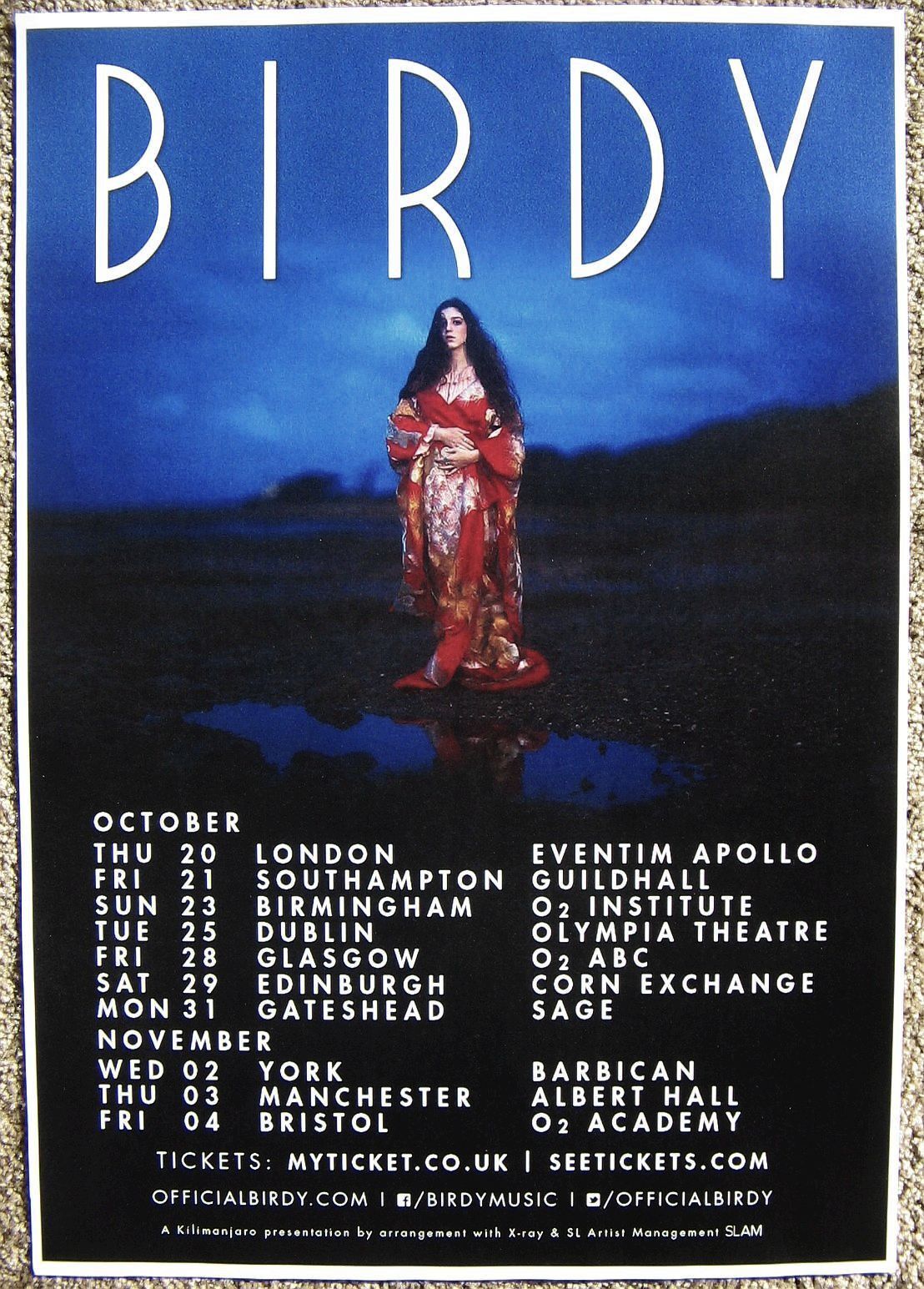 BIRDY 2016 TOUR POSTER United Kingdom UK Gig Concert Jasmine VanDen Bogaerde