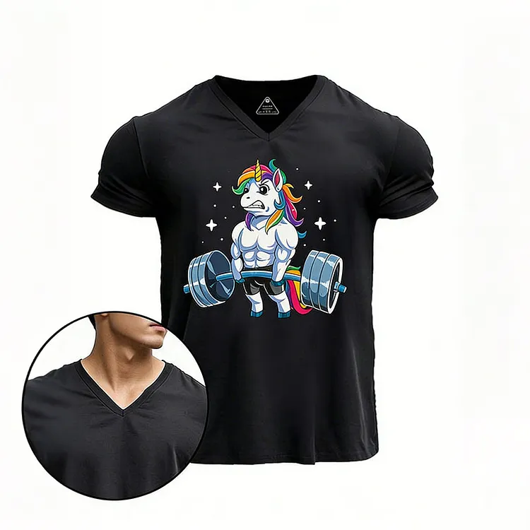 Weightlifting Unicorn V-neck Gym Shirt
