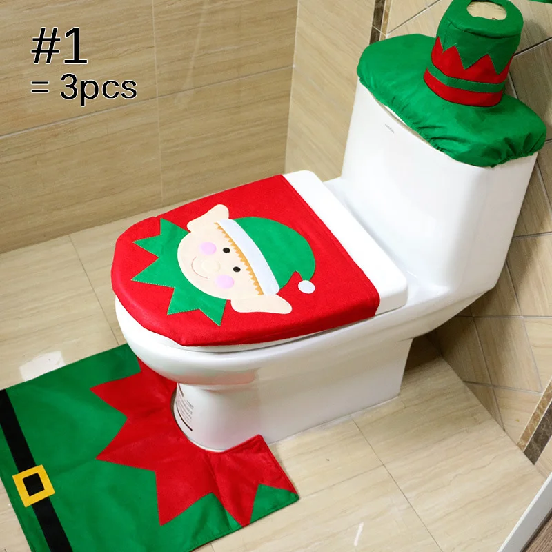 1Set Christmas Santa Claus Toilet Seat Cover Rug | IFYHOME