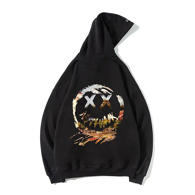 Smiley Face Hoodie Hooded Sweater Men's Smiley Face Hooded Jacket