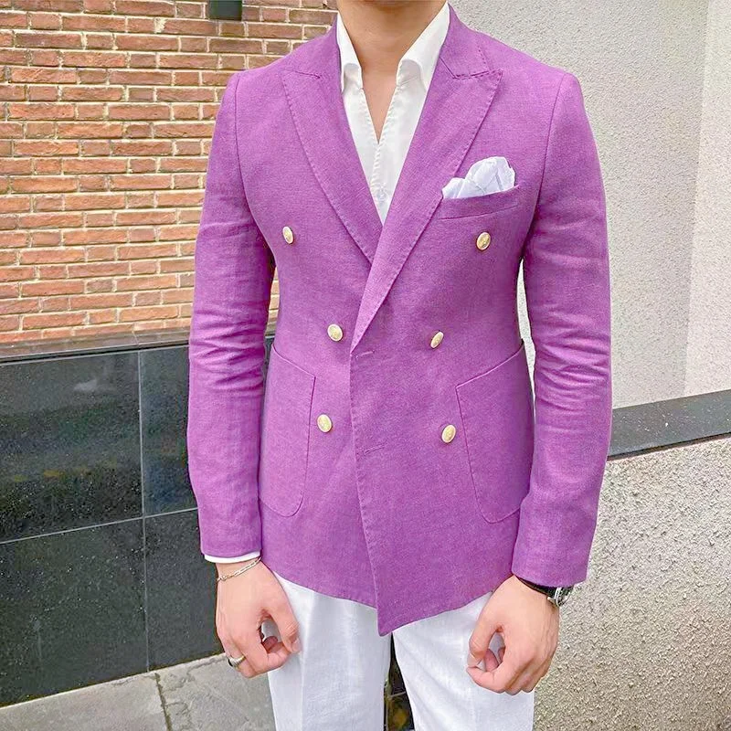 Men's Solid Color Casual Cotton And Linen Jacket