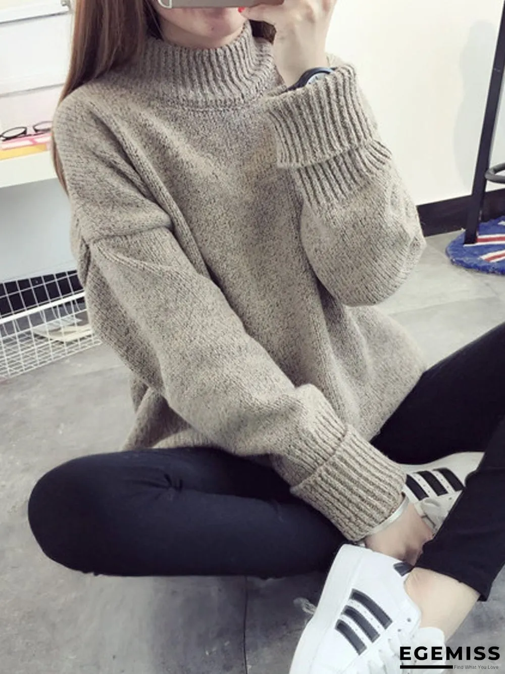 High neck pullover female loose sweater | EGEMISS