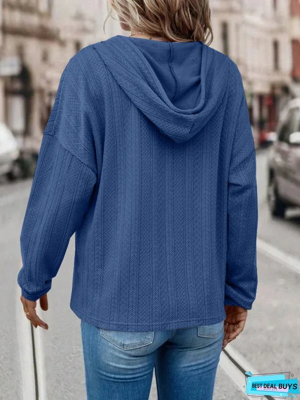 Lace-Up Long Sleeve Drawcord Casual Knitted Shirts & Tops