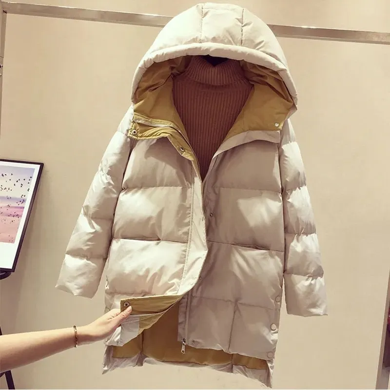 2021 Winter Women Jacket Coats Parkas Women Down Cotton Hooded Overcoat Thick Warm Plus size Female Long Cotton Padded Jackets