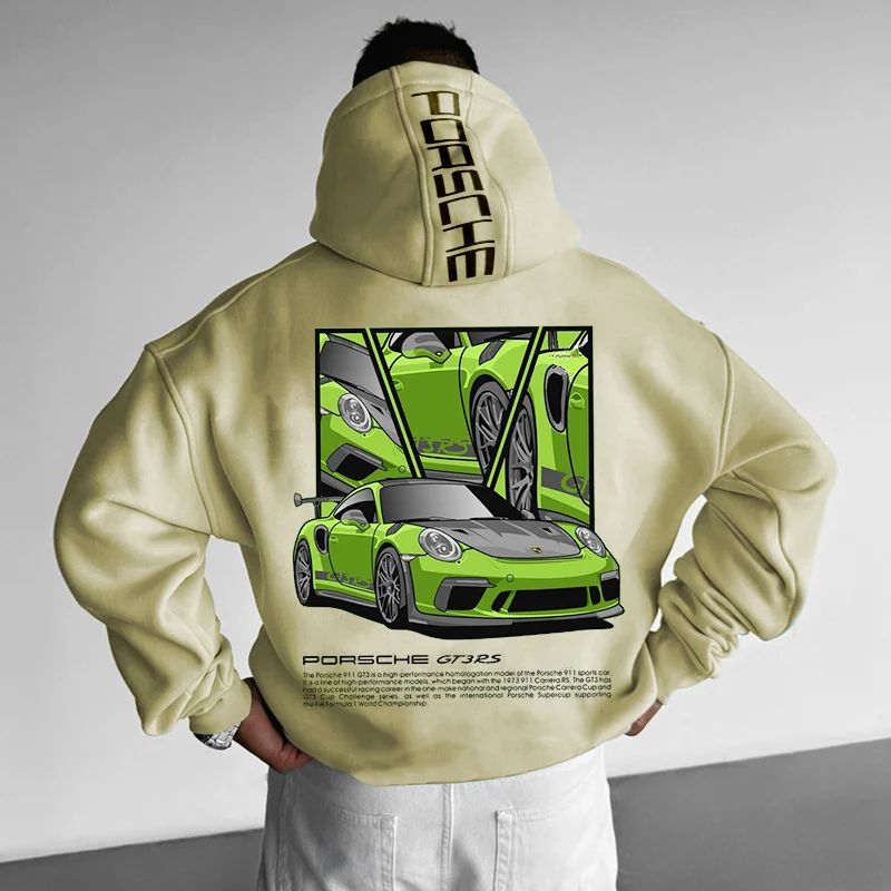 Men's Casual Loose Racing Print Hoodie