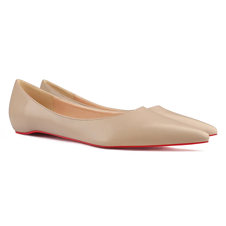 Women's Red Bottom Flat Shoes Pointed Toe Shoes Daily Pumps VOCOSI VOCOSI
