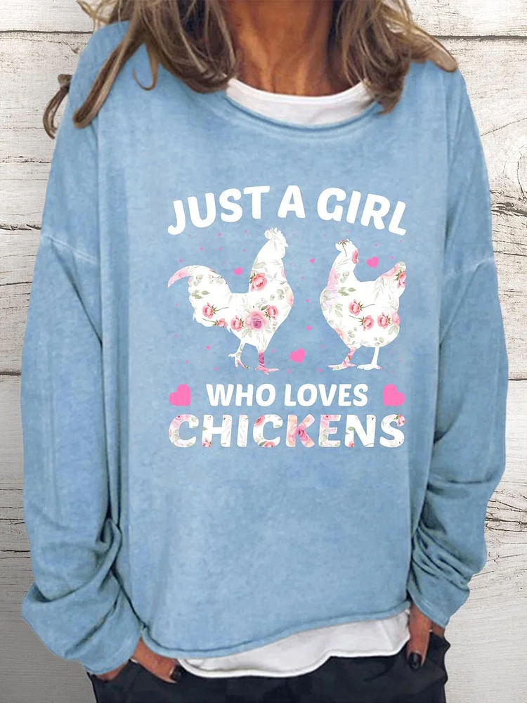 Just A Girl Who Loves Chickens Women Loose Sweatshirt-0019983