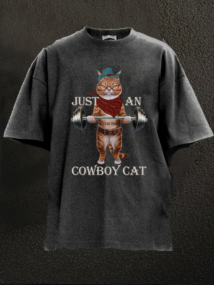 Just An Exercising Cowboy Cat Animal Cat Fitness T Shirt / Rvogue / Rvogue
