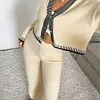 Women's Casual Loose Deep V Collar Top and Elastic Waist Pants Two-Piece Set