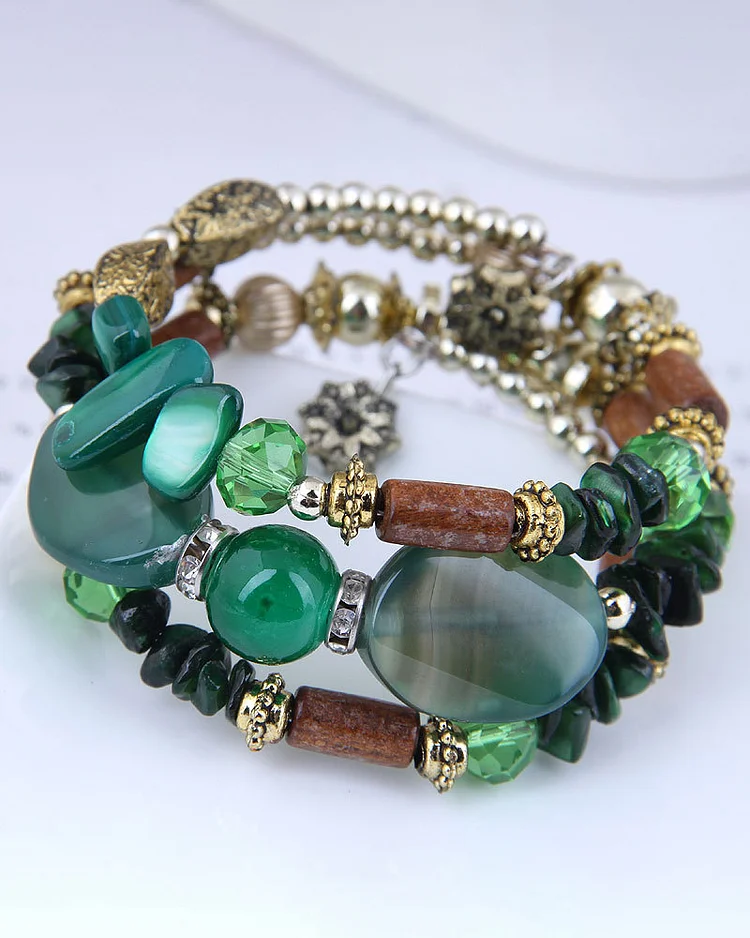 Multilayer Bracelet Ethnic Style Colored Stone Turquoise Shell Bracelet