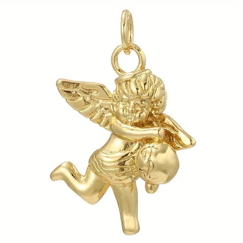 1 Piece 16 * 21mm Hole 3~3.9mm Copper Zircon 18K Gold Plated Angel Star Heart Shape Polished Pendant Jewelry Accessories