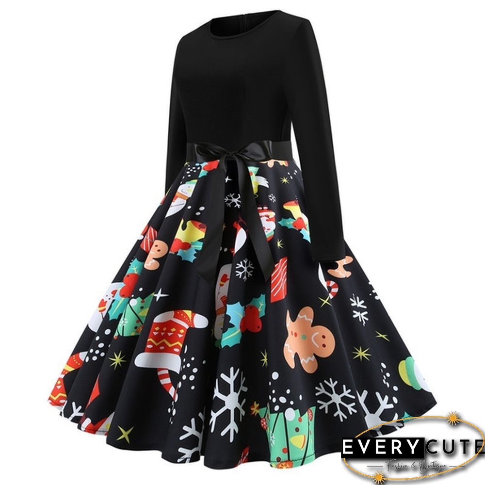 6 Styles Fashion Lady Autumn and Winter Xmas Clothes Christmas Costume Casual Long Sleeve Halloween Print Party Dress Plus Size