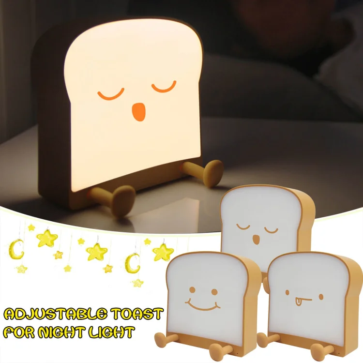 Cute Toast Night Light Dimmable LED Toaster Night Lamp Rechargeable Cordless  Nursery Night Light For Kids Cute Bedroom Bedside