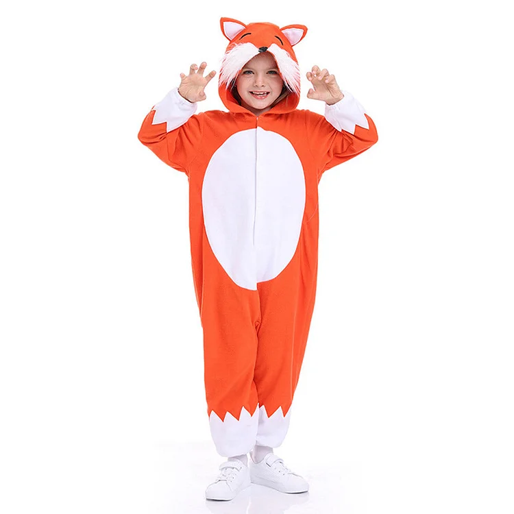 Kids Children Animals Fox Jumpsuit Outfits Cosplay Costume Funny Party Halloween Carnival Suit