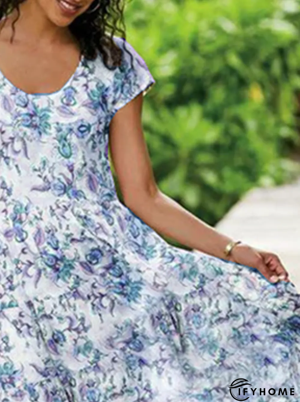 Floral Short Sleeve Weaving Dress | IFYHOME